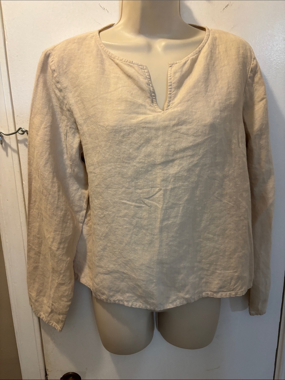Vintage Eileen Fisher XS Linen long sleeve Top 26-339